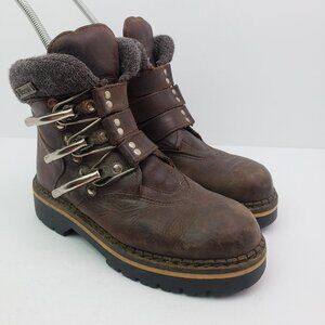 Wesenjak Womens US 6.5-7 Brown Leather Chunky Warm Winter Ankle Boots